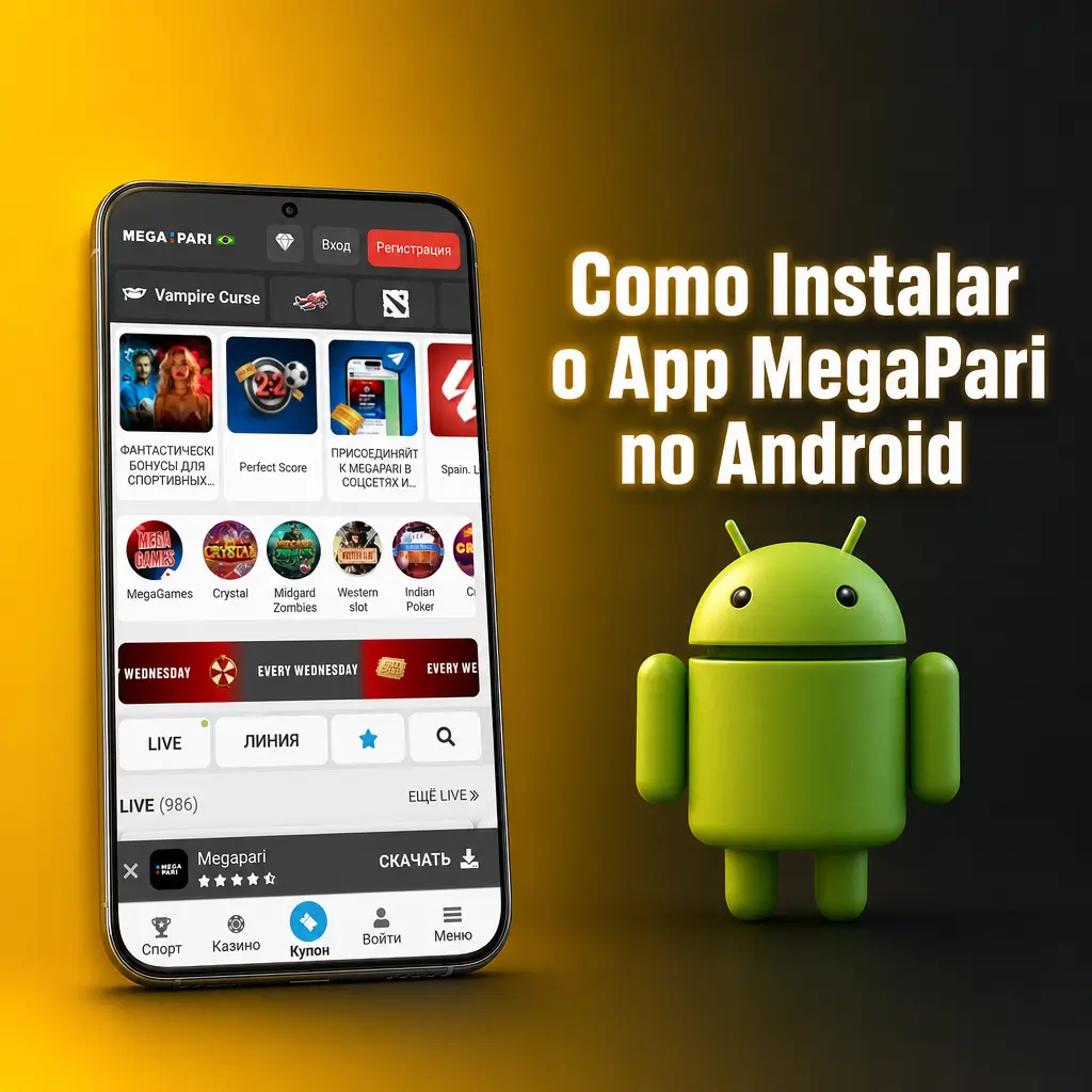 Passo a passo para instalar o app MegaPari no Android, desde o download do APK até a primeira aposta em MMA