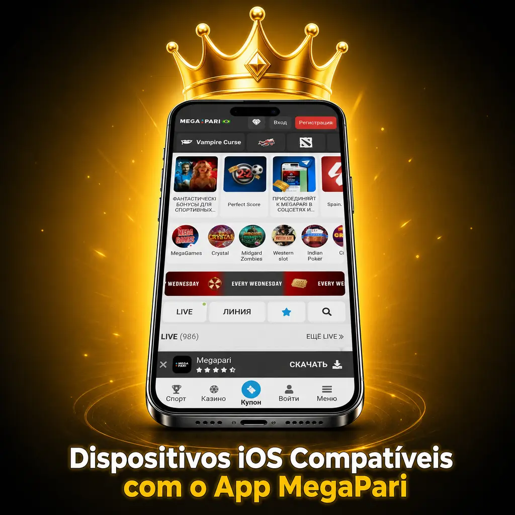 Dispositivos iPhone compatíveis com o app MegaPari, desde o modelo X até o iPhone 17 Pro Max