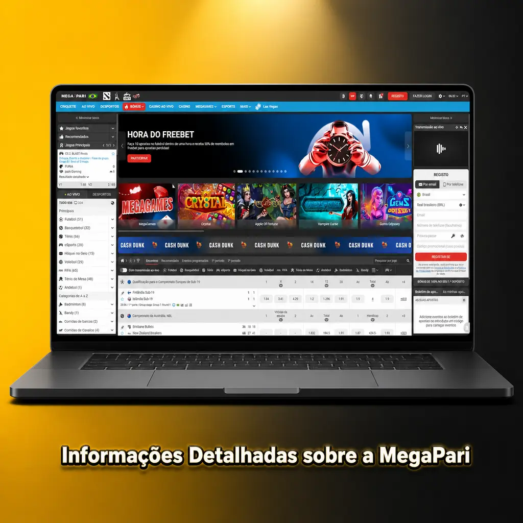 Plataforma MegaPari com apostas esportivas, cassino, segurança SSL e suporte em português para usuários brasileiros