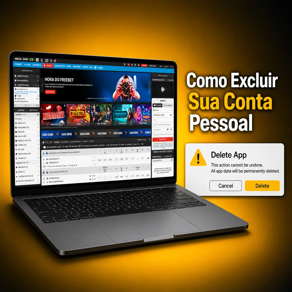 Usuário acessando configurações para excluir conta permanentemente na plataforma MegaPari