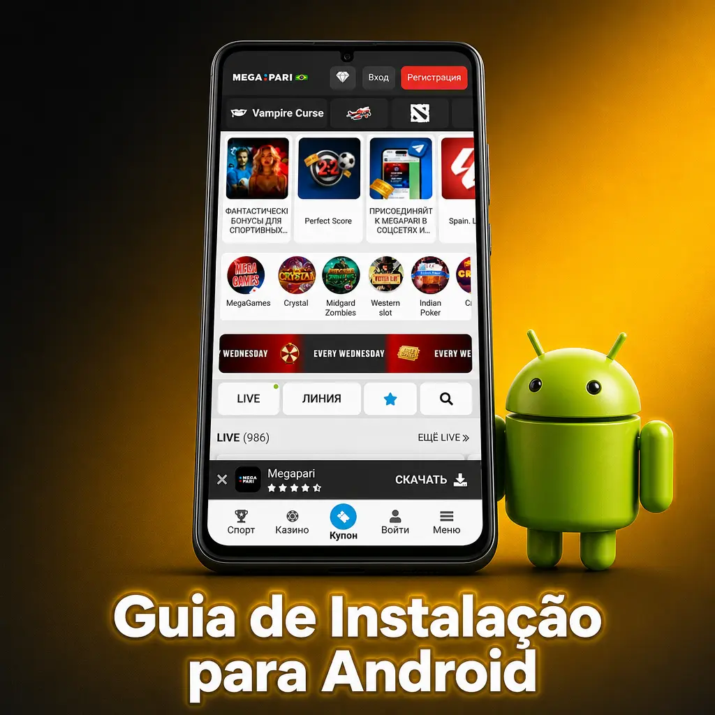 Guia de instalação do app MegaPari no Android: baixe o APK, instale e aposte em tênis facilmente.