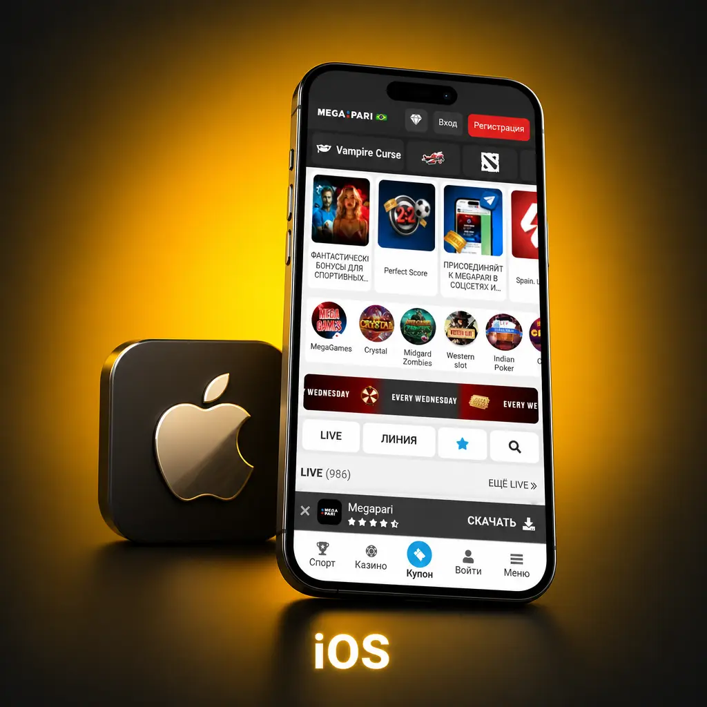 App MegaPari para iOS disponível na App Store para iPhones e iPads com iOS 12 ou superior