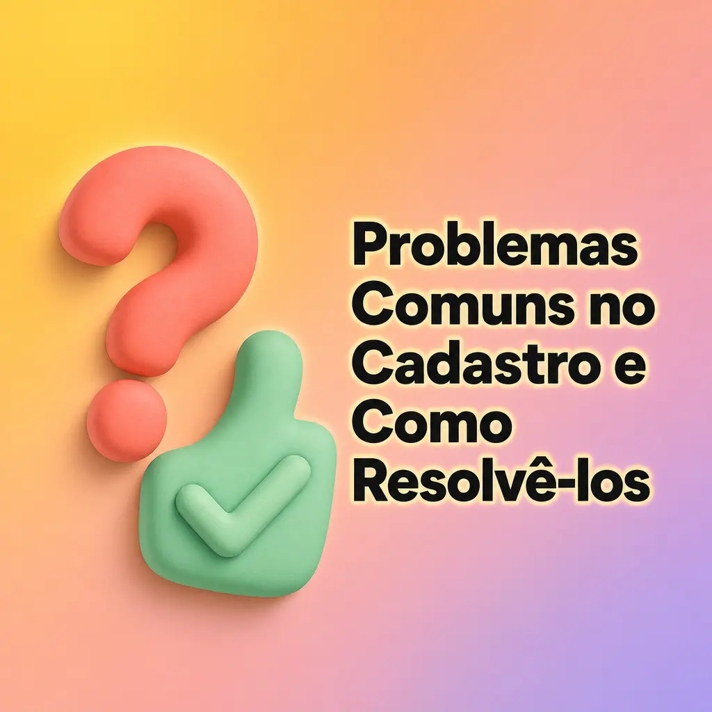 Tabela com problemas comuns no cadastro e soluções práticas para erros de e-mail, SMS e código promocional
